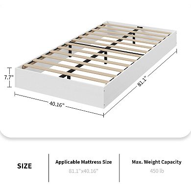 Modern Minimalist Sturdy Wood Platform Bed Frame,Floor-Standing Noise-Free,Strong Wooden Slats
