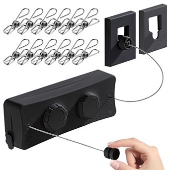 Heavy Duty Dual 304 Stainless Retractable Clothesline 44lb 16.7ft Anti-Sag Indoor Outdoor