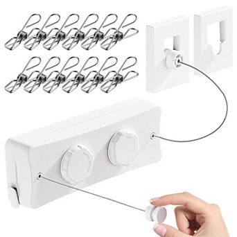 Heavy Duty Dual 304 Stainless Retractable Clothesline 44lb 16.7ft Anti-Sag Indoor Outdoor