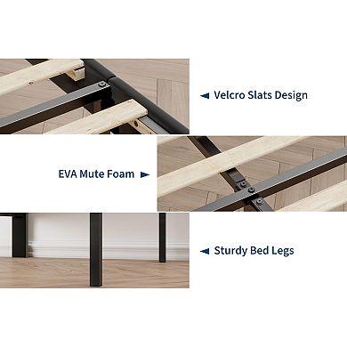 Upholstered Platform Bed,Bed Frame with Button Tufted Headboard and Sturdy Wooden Slats Support