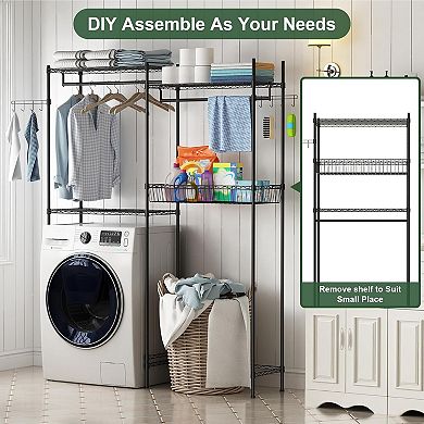 Over Washer and Dryer Storage Shelves with Adjustable Laundry Rack