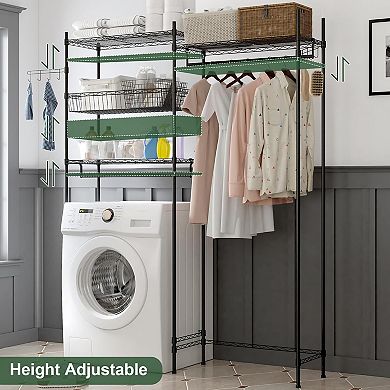 Over Washer and Dryer Storage Shelves with Adjustable Laundry Rack