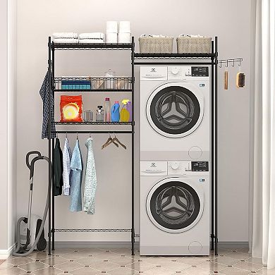 Over Washer and Dryer Storage Shelves with Adjustable Laundry Rack