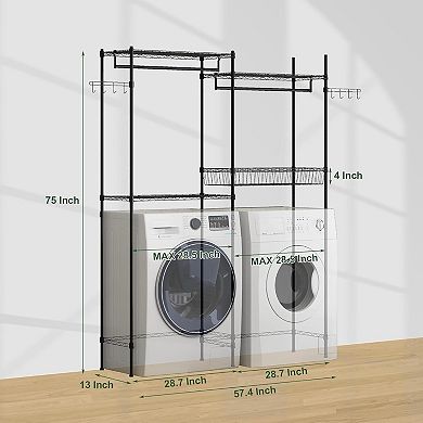 Over Washer and Dryer Storage Shelves with Adjustable Laundry Rack