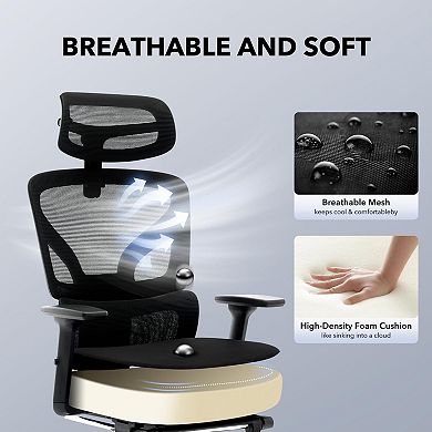 Ergonomic High-Back Mesh Office Chair with Adjustable Headrest & Lumbar, 3D Armrests, 135° Recline