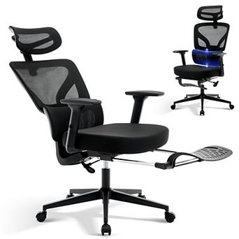 Ergonomic High-Back Mesh Office Chair with Adjustable Headrest & Lumbar, 3D Armrests, 135° Recline