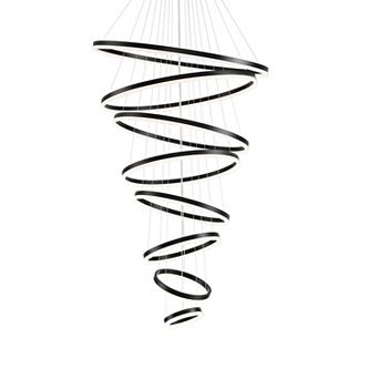 Modern Dimmable LED Ring Chandelier High Ceiling Pendant Light with Remote Control - Adjustable DIY