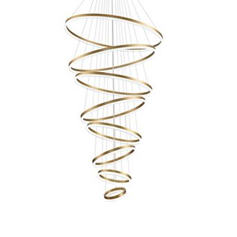 Modern Dimmable LED Ring Chandelier High Ceiling Pendant Light with Remote Control - Adjustable DIY