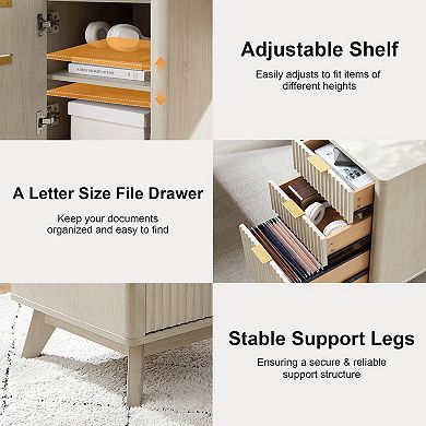 60" L-Shaped Executive Desk with Charging Station & Drawer, Modern Fluted Corner Home Office Desk