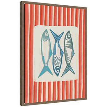 Sardine with Pink Stripes by Alicia Bock Framed Canvas Wall Art Print