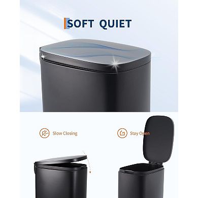 Slim Stainless Steel Kitchen Trash Can, 13 Gallon with Removable Inner Bucket