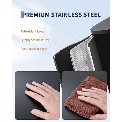 Slim Stainless Steel Kitchen Trash Can, 13 Gallon with Removable Inner Bucket