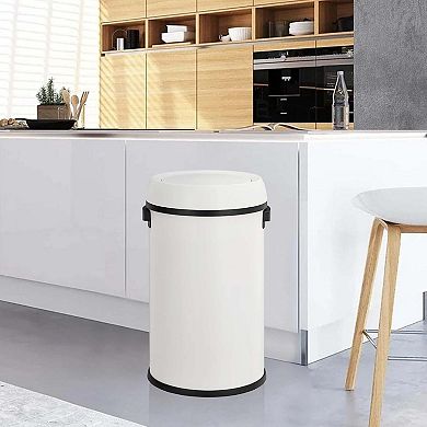 17 Gallon Stainless Steel Round Open Lid Trash Can Fingerprint-Proof with Removable Inner Liner