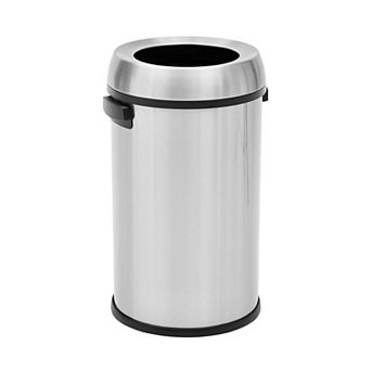 17 Gallon Stainless Steel Round Open Lid Trash Can Fingerprint-Proof with Removable Inner Liner