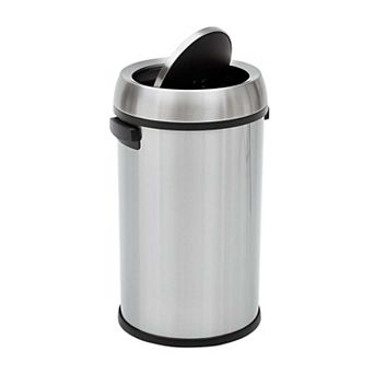 17 Gallon Stainless Steel Round Open Lid Trash Can Fingerprint-Proof with Removable Inner Liner