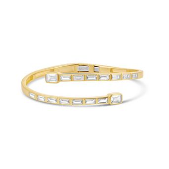 SHYMI Baguette Wrap Bangle — .925 Silver, 14K Gold-Plated, CZ