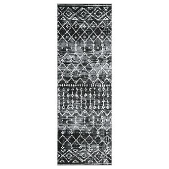 Washable Vintage Geometric Rug - Non-Slip Low Pile for Living Room Bedroom Decor