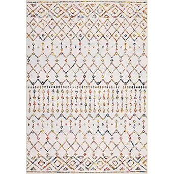 Washable Vintage Geometric Rug - Non-Slip Low Pile for Living Room Bedroom Decor