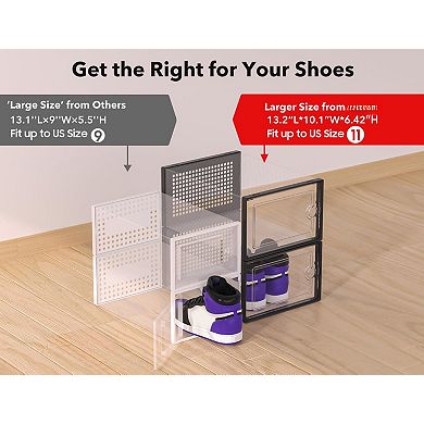 12 Pack Stackable Clear Plastic Shoe Boxes,Storage Containers for Closet,Under Bed,No Fold Line