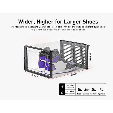 12 Pack Stackable Clear Plastic Shoe Boxes,Storage Containers for Closet,Under Bed,No Fold Line