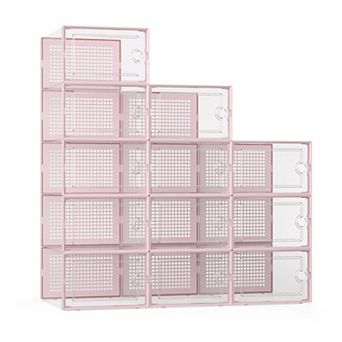 12 Pack Stackable Clear Plastic Shoe Boxes,Storage Containers for Closet,Under Bed,No Fold Line