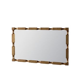 Gold Bamboo-Style Rectangular Wall Mirror for Bathroom, Living Room