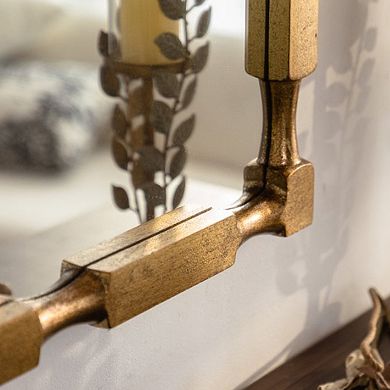 Gold Bamboo-Style Rectangular Wall Mirror for Bathroom, Living Room