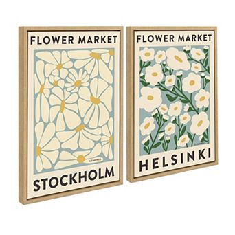 Sylvie Flower Market 1 and 2 Framed Canvas Art Set by Carrie Cantwell