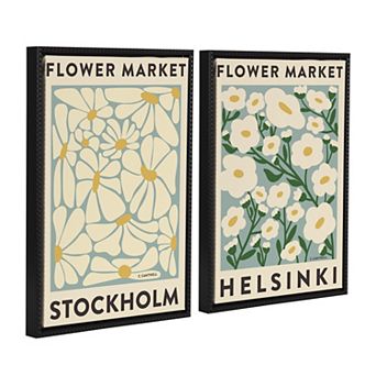 Sylvie Flower Market 1 and 2 Framed Canvas Art Set by Carrie Cantwell