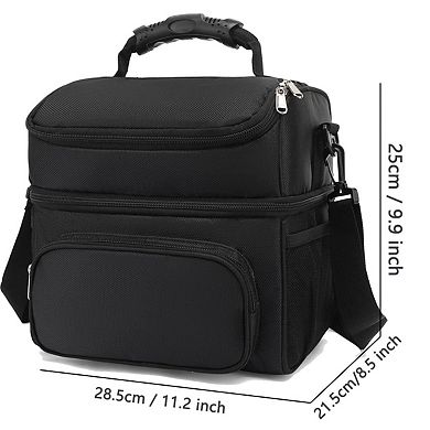 Double Layer Insulated Lunch Tote with Adjustable Strap