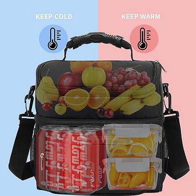 Double Layer Insulated Lunch Tote with Adjustable Strap