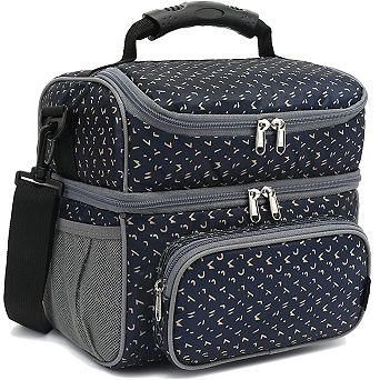 Double Layer Insulated Lunch Tote with Adjustable Strap