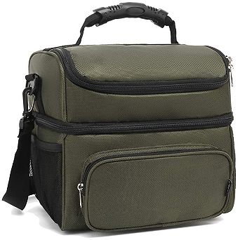 Double Layer Insulated Lunch Tote with Adjustable Strap