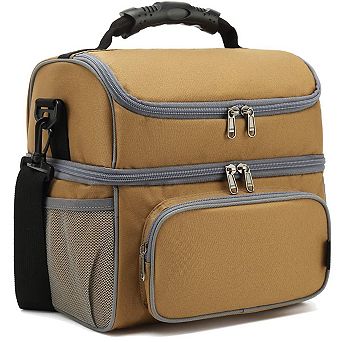 Double Layer Insulated Lunch Tote with Adjustable Strap