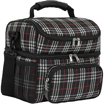 Double Layer Insulated Lunch Tote with Adjustable Strap