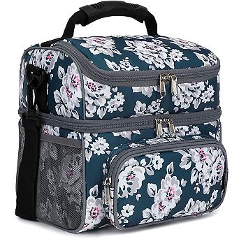 Double Layer Insulated Lunch Tote with Adjustable Strap