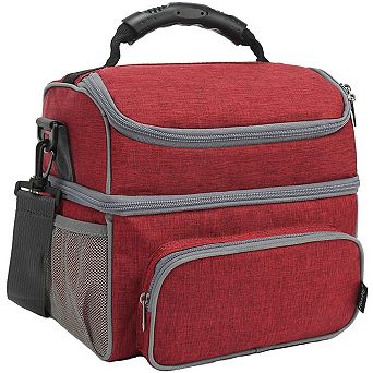 Double Layer Insulated Lunch Tote with Adjustable Strap