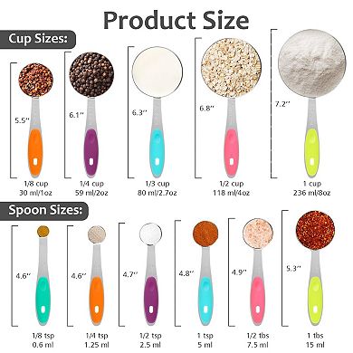 11-piece Stainless Steel Measuring Set Stackable Cooking Baking Tools