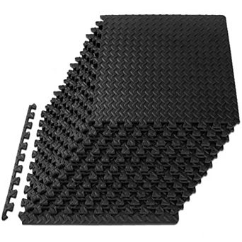 1/2" EVA Foam Interlocking Floor Mats 24"x24" 48sqft 12 pc Black