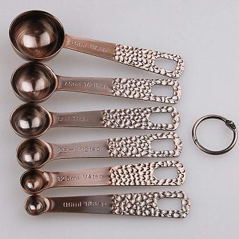 7 pc Copper Plated Measuring Spoons Stainless Steel Set