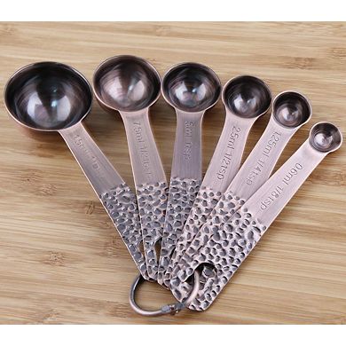 7 Pieces Copper Plated Measuring Spoons Stainless Steel Set