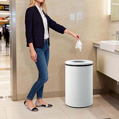 40L 10.6 Gallon Round Stainless Steel Open Top Trash Can with Removable Inner Bucket
