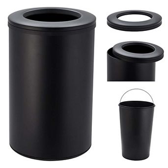 40L 10.6 Gallon Round Stainless Steel Open Top Trash Can with Removable Inner Bucket