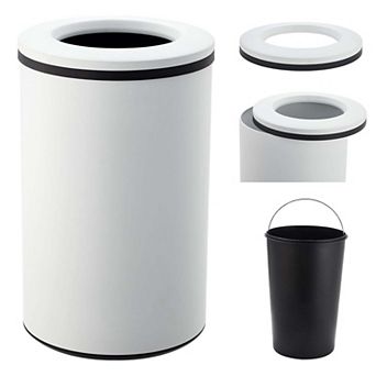 40L 10.6 Gallon Round Stainless Steel Open Top Trash Can with Removable Inner Bucket