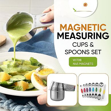 15 pieces Magnetic Stainless Measuring Set with Leveler for Spice Jars