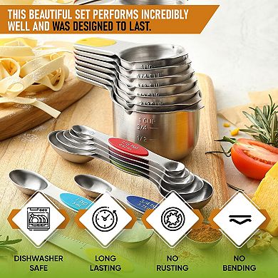 15 pieces Magnetic Stainless Measuring Set with Leveler for Spice Jars