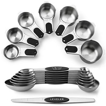 15 pc Magnetic Stainless Measuring Set with Leveler for Spice Jars