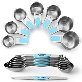 15 pc Magnetic Stainless Measuring Set with Leveler for Spice Jars