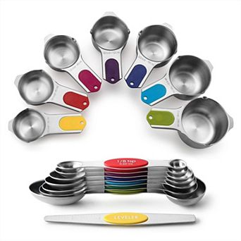 15 pc Magnetic Stainless Measuring Set with Leveler for Spice Jars
