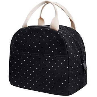 Upgraded Insulated Canvas Lunch Tote Polka Dot Work School